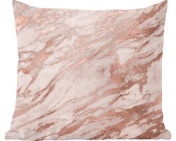 Sierkussens - Kussentjes Woonkamer - 60x60 cm - Marmer - Rosé - Goud - Roze