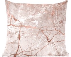 Sierkussens - Kussentjes Woonkamer - 60x60 cm - Marmer - Roze - Rosé - Goud