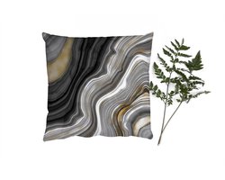 Sierkussens - Kussentjes Woonkamer - 60x60 cm - Marmer - Steen - Agaat - Black en gold