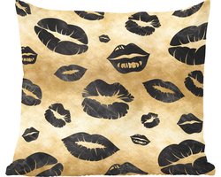 Sierkussens - Kussentjes Woonkamer - 60x60 cm - Patronen - Kiss - Goud - Zwart