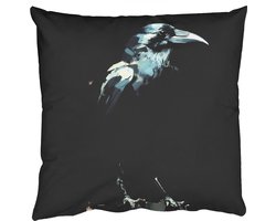 Sierkussens - Kussentjes Woonkamer - 60x60 cm - Raaf - Vogels - Zwart