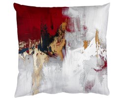Sierkussens - Kussentjes Woonkamer - 60x60 cm - Rood - Marmer - Abstract - Goud - Modern