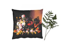 Sierkussens - Kussentjes Woonkamer - 60x60 cm - Stilleven met bloemen en fruit - Kunstwerk - Oude meesters