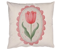 Sierkussens - Kussentjes Woonkamer - 60x60 cm - Tulp - Lijst - Ovaal - Illustratie
