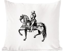 Sierkussens - Kussentjes Woonkamer - 60x60 cm - Vintage - Paardrijden - Ridder