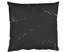 Sierkussens - Kussentjes Woonkamer - 60x60 cm - Zwart marmer - Gouden aders - Klassiek