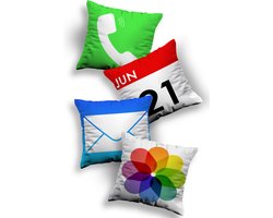 Sierkussens set 4 stuks - INCLUSIEF BINNENKUSSENS 45x45 cm - smartphone icons - dubbelzijdig bedrukt - kussensloop - kussens woonkamer - kussenhoes