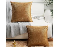 Sierkussens Set - Decoratieve Kussens - Woonkamer Decoratie - Goudfolie Print - 50x50 cm - Bruin