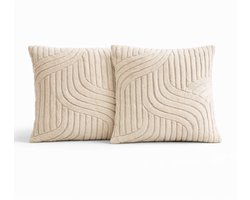 Sierkussens set van 2 45x45 cm Beige | Inclusief binnenkussens | Vierkante, Luxe & Zachte kussens voor Bank & Woonkamer