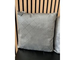 Sierkussens - set van 2 stuks - 40 x 40 - cm - Grijs met zilver patroon