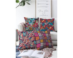 Sierkussens set van 4 stuks - INCLUSIEF BINNENKUSSENS 45x45 cm - Marokkaans mozaïek  - dubbelzijdig bedrukt - kussensloop - kussens woonkamer - kussenhoes