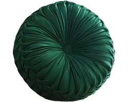 Sierkussens - sierkussen - sierkussen rond - Ronde bankkussens - Geplooide ronde stoelkussens - Decoratieve kussens in pompoenvorm - 38*38cm - Donkergroen
