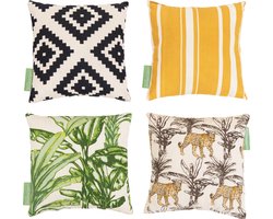 Sierkussens voor Tuin - Funkussens - Tuinsierkussens - Waterbestendig Decoratieve Kussens Woonkamer - Veelkleurige Kussenset - Kleine Kussens - Buitenkussens - Binnenkussen 20x20 cm (4pc)