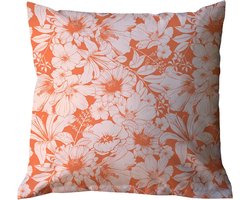 Sierkussens voor tuin - Tuinkussens 50x50 - buitenkussens met bloemen oranje - buitenkussens waterbestendig - tuinkussen met unieke print - wasbare tuinkussenhoes