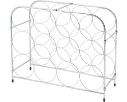 Sierlijk wijnrek - praktisch en modern - 1 stuk - zilver - metaal - 41 x 34 x 17 cm