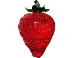 Sierlijke Aardbei Beeldje van Kristal voor Thuisdecoratie - Kunststof Fruit Sculptuur als Tafeldecoratie en Paperweight