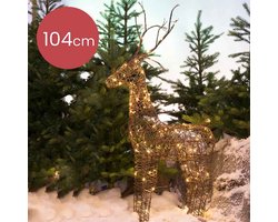 Sierlijke rotan hert met LED verlichting voor buiten en binnen - 104 cm