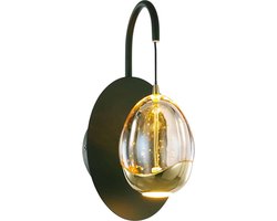 Sierlijke wandlamp Golden Egg | 1 lichts | goud / zwart | glas / metaal | 27 cm hoog | Ø 9,5 cm | eetkamer / hal / woonkamer / slaapkamer lamp | modern / sfeervol / romantisch design
