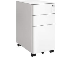 Sierra Archiefkast, Rolcontainer, archiefkast, kantoorkast met wieltjes en slot, voor documenten in DIN A4, legal en briefformaat, hangmap, wit OFC030W01