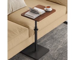 Sierra Bijzettafel, C-vorm Bijzettafel van hout, in hoogte verstelbaar, 360° draaibare banktafel, ruimtebesparende bank- en bed-bijzettafel, mobiele zijtafel voor woonkamer en slaapkamer, snacktafel (bruin)
