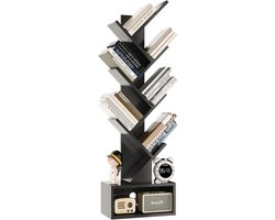 Sierra Boekenplank, 6-Laags Boekenkas met Kubusrek, Moderne houten Opbergkast voor Boeken/Films/Cd's, Boekentoren Vrijstaand voor Woonkamer, Home office, Studeerkamer, Zwart