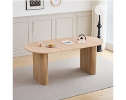 Sierra Eettafel, HOME Eettafel, ovaal, 180 cm, voor 6 tot 8 personen, moderne tafel met houtnerf afwerking en robuuste elliptische poten, voor keuken, eetkamer en vergaderruimte (natuur)