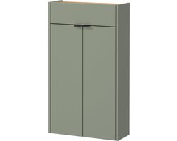 Sierra Halkast, Hangende multifunctionele kast 1397-629 GW-Ameca, in taupegroen/eiken, geringe diepte, optimaal voor smalle gangen, 56 x 97 x 22 cm (b x h x d)