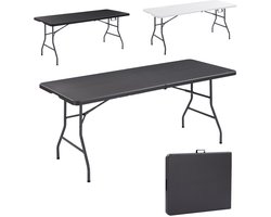 Sierra Klaptafel, Klaptafel -182 x 74 x 74 cm - in Rotan-Look - Campingtafel - Tuintafel - Inclusief Draaggreep Antraciet