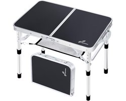 Sierra Klaptafel, Opvouwbare, draagbare campingtafel, in 2 hoogtes verstelbare kleine klaptafel van 59,9 cm x 39,9 cm (l x b) met gaaslaag voor buiten, kamperen, tuin, picknick, barbecue, dineren en koken