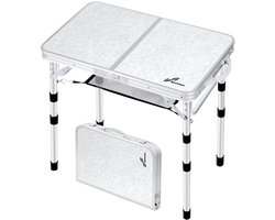 Sierra Klaptafel, Opvouwbare, draagbare campingtafel, in 2 hoogtes verstelbare kleine klaptafel van 59,9 cm x 39,9 cm (l x b) met gaaslaag voor buiten, kamperen, tuin, picknick, barbecue, dineren en koken