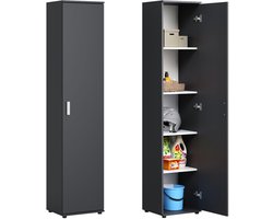Sierra Opbergkast, multifunctionele kast 40 cm breed met 1 deur en 4 legplanken | Universele huishoudkast voor thuis, hal, kantoor of slaapkamer | 40 x 35 x 184 cm (B x D x H) | Antraciet