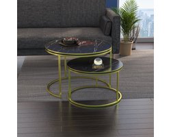 Sierra Salontafel Set | Set van 2 | Luxe design | Bijzettafel | Sofa tafel Ovaal | Woonkamer tafel | Salontafels Rond Ø70 Ø60