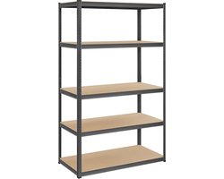 Sierra Stellingkast, Stalen rekken voor zwaar gebruik, zonder gereedschap, opbergrekken, voor garage, kelder, opslagruimte, gereedschap, fitnessapparatuur, belastbaar tot 875 kg, 60 x 120 x 200 cm, grijsGLR060G01