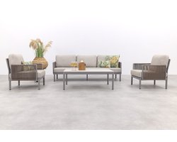 Sierra stoel-bank loungeset - Naturel/Grijs OP=OP