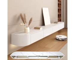 Sierra TV Meubel, tv-meubel, wandkast met deurtjes en lades, console voor tv en media, zwevende tv-kast, veel opbergruimte, met grote inhoud, bank voor onder de tv, met textuur, 160 cm