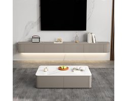 Sierra TV Meubel, tv-standaard, wandgemonteerde tv-kast met laden, 140 cm lange tv-mediaconsole, grote tv-bank met opbergruimte onder de tv (kaki, 140 cm)