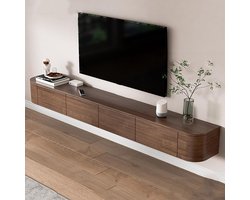 Sierra TV Meubel, Tv-wandmeubel van zwevend hout met deur, multimedia-console, tv, hangend, grote tv-opbergbank voor woonkamer en kantoor