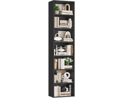 Sierra Vakkenkast, Boekenkast, Kallax Boekenkast, 220 cm, boekenkast, kubusrek, staand rek, opbergrek, voor woonkamer, kantoor, slaapkamer, 48 x 30 x 220 cm, zwart