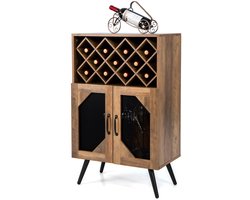 Sierra Wijnkast, Wijnkast voor 11 flessen, dressoir met afneembaar wijnrek, industriële koffie sideboard, keukenkast met 2 deuren, van hout woonkamer slaapkamer