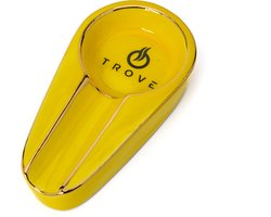 Sigarenasbak Geel - Trove - Luxe Keramische Sigaarasbak met Gouden Rand - Handgeschilderde Details - sigaar accessoires