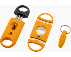 Sigarenknipper Set - Trove - 3-in-1 - V-Cutter, Dubbelbladige Knipper, en Puncher - Knipdiameter tot 22 mm – Geel - sigaar accessoires