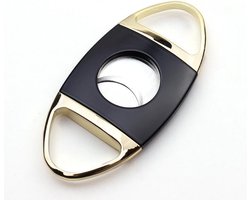 Sigarenknipper - Sigarensnijder - Sigaar Knippen - Ovaal - Tot 22 mm dik - Roestvrij Staal - 1 stuk - Zwart/Goud