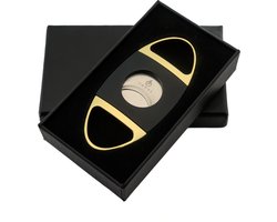 Sigarenknipper Zwart met Goud - Trove Premium Luxe - Dubbele Mesjes - Roestvrij Staal - 22mm Knipdiameter - sigaar accessoires