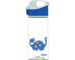 SIGG drinkfles kind Dino 0,45L - Tritan - transparant blauw - met rietje.