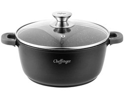 Signature Home, Antiaanbakpan 20cm met Glazen Deksel en Ergonomische Handgrepen, Zwart