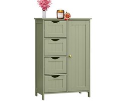 Signature Home Badkamerkast - smalle badkamerkast - kast - commode met 4 laden - verstelbare plank - groen - 30 x 55 x 82 cm