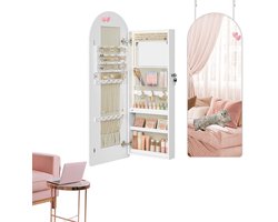 Signature Home Bella Sieradenkast - Spiegelkast met Spiegel en LED-verlichting - Afsluitbaar met binnenspiegel - wit- 108cm