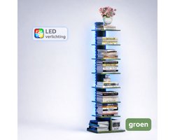 Signature Home Boekenkast – Boekenrek - boekenkast kind - hoekrek - Hoekplank - met led verlichting - Olijfgroen