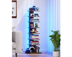 Signature Home Boekenkast – Boekenrek - boekenkast kind - hoekrek- met led verlichting - industrieel - bruin