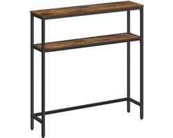 Signature Home consoletafel - hal console tafel - tafel met 2 planken - Sidetable voor hal woonkamer - slaapkamer - bruin-zwart - 20 x 80 x 80 cm
